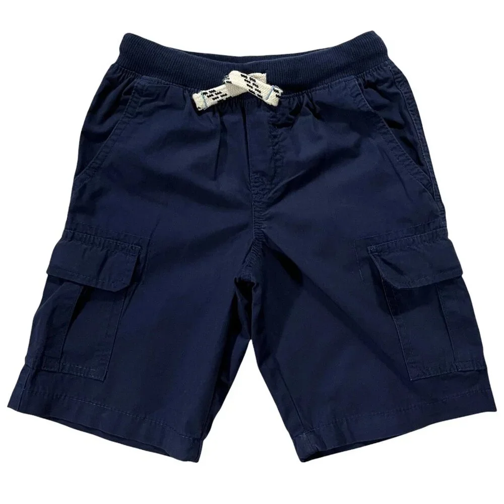 Carter's Little Boys Pull-On Cargo Shorts Size 4-5 Navy Blue & Gray Ribbed Waist